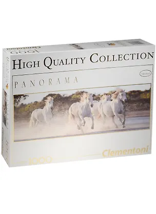 Пазл 1000К 39371 Clementoni Панорама Белые лошади (98х33см) (High Quality Collection) (Animals) (коробка) 2560949