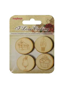 Деревянные фишки с гравировкой №4 Готовим Дома (SCB62000114) (4шт) (упаковка)