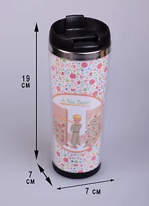 Термостакан Маленький принц Розы на белом фоне