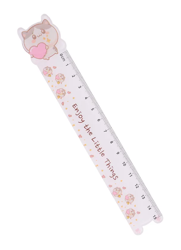 Линейка 15см "Kawaii. Котик с сердечком" фигурная 2949135 — 2