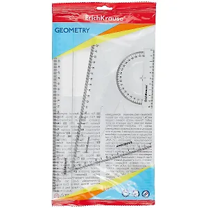 Набор геометрический большой "Clear" (треуг.2шт.,лин.30,тр-р 180 гр.), ERICH KRAUSE