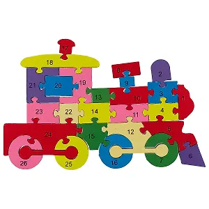 Деревянные пазлы-фигуры Паровоз 26-28эл, в ассортименте