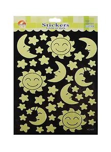Наклейка фосфорная Солнце и луна МИКС (1022960) (29х21см) (упаковка)