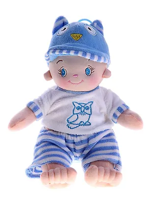 Мягкая игрушка Кукла-пупс в голубом (мальчик сова) (330308) (15см) (упаковка) 2396539