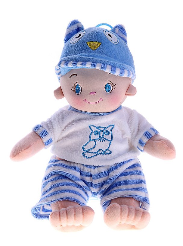 Мягкая игрушка Кукла-пупс в голубом (мальчик сова) (330308) (15см) (упаковка) 2396539 — 1