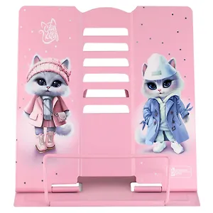 Подставка для книг/учебников "ГОРОДСКИЕ КОШЕЧКИ" 19х20х15,5см, розовая, металл