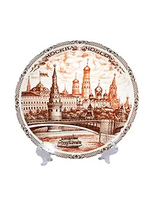 Тарелка фарфор объем. коричн. рисунок D20 Москва Панорама (20-9BR-17)