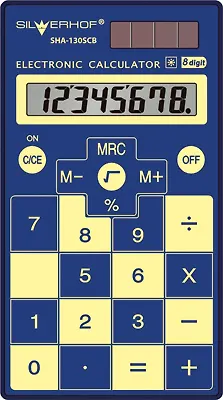 Калькулятор 08 разрядный карманный School SHA-130SCB Slim син./желт., Silwerhof 222222