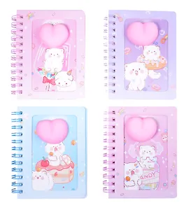 Записная книжка 50л лин. "Котик с сердечком" спираль,  силик.вставка, ассорти