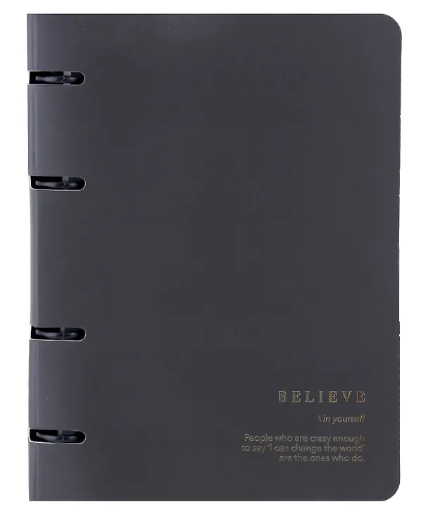 Тетрадь на кольцах «Believe. Черный» 120 листов в клетку, А5, сменный блок - Be Smart 3031984 — 1