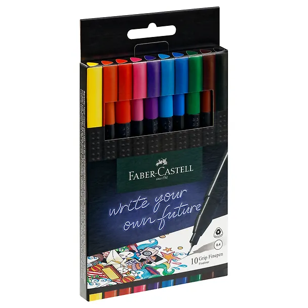Капиллярная ручка 10 цветов 0,4 мм, Grip Finepen, Faber-Castell 255933 — 2