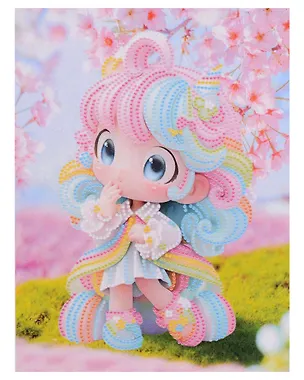 Алмазная мозаика (блестящая) с подрамником, с частичным заполнением "Куколка в сакуре", 23 х 30 см 3021532