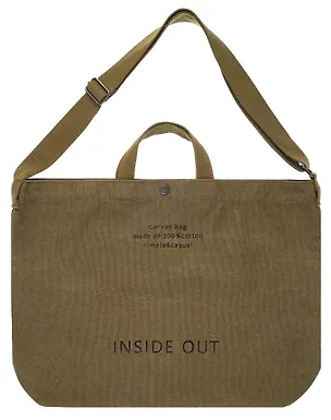 Сумка-шоппер с кнопкой Inside out (хаки) (текстиль) (40х38) (12-11525-202411-BB1) Bookvalno 3077547