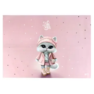 Клеенка для уроков труда "Кошечка в пальто" 500*700мм, ПВХ 130мкм, подвес