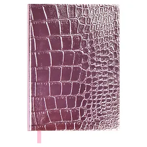 Ежедневник недат. А6+ 160л 126х174 "Кроко металлик" розовый, иск.кожа, мягкий переплет, блинт.тиснение, офсет, ляссе