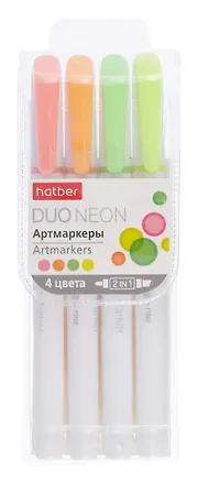 Маркеры для скетчинга 04цв "Duo NEON" двухсторонние, ПВХ-уп., подвес 3076788