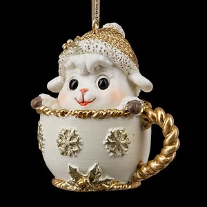 Новогоднее подвесное украшение ErichKrause Decor Овечка в чашке (6см) (66231)