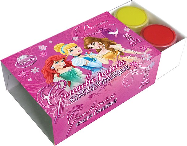 Краски гуашевые 12цв 10мл "Принцессы" к/к, Disney 228176 — 1