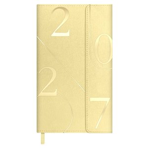 Еженедельник дат. 2027г. 64л 95*155 "Бьянчини" желтый, кожзам, тв.переплет, тисн. фольгой, офсет, справ.мат-лы, магнит.клапан, ляссе, инд.уп