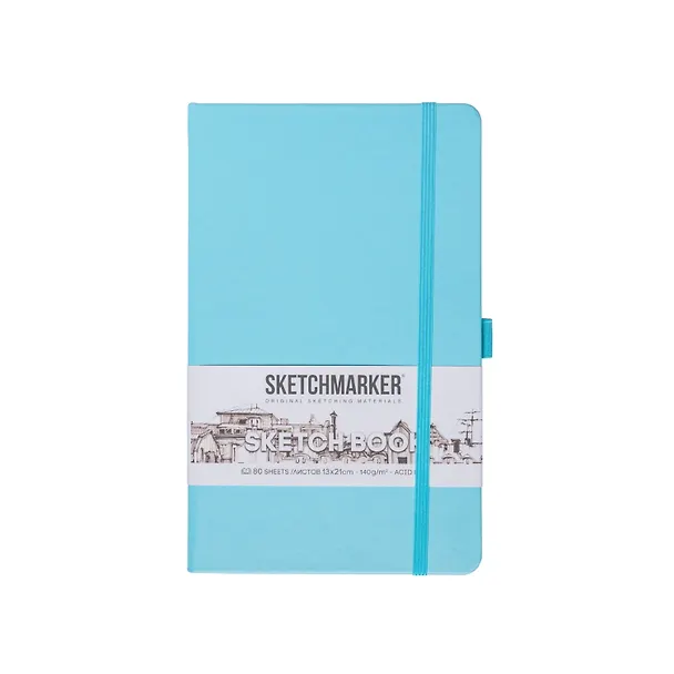 Скетчбук 13*21 80л "Sketchmarker"  небесно-голубой, 140г/м2, слоновая кость, тв.обл. 3012408 — 1