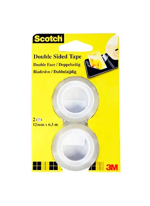 Лента клейкая 02шт 12мм*6,3м двухсторон, блистер, подвес, Scotch 3M 225283