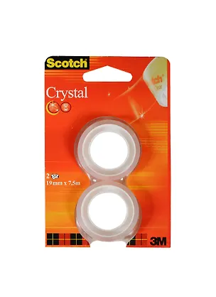 Лента клейкая 02шт 19мм*7,5м кристально-прозр, Crystal, блистер, подвес, Scotch 3M 225282