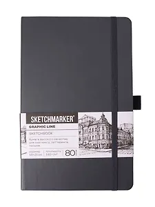 Скетчбук 13*21 80л "Sketchmarker" графитовый, 140г/м2, слоновая кость, тв.обл.