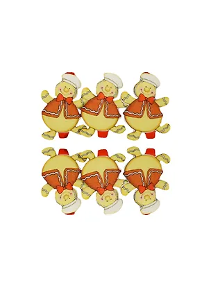 Прищепки декор новогодние Пряничные человечки (154183) (набор 6шт) (микс) (упаковка) 2447424