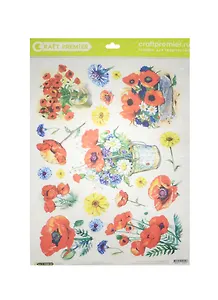 Рисовая бумага для декупажа Craft Premier Маки рисунок (CР05597) (А3) (25г/м)