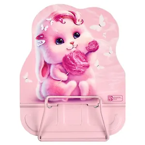 Подставка для книг/учебников "РОЗОВЫЙ ЗАЙКА" розовая, металл., фигурная вырубка