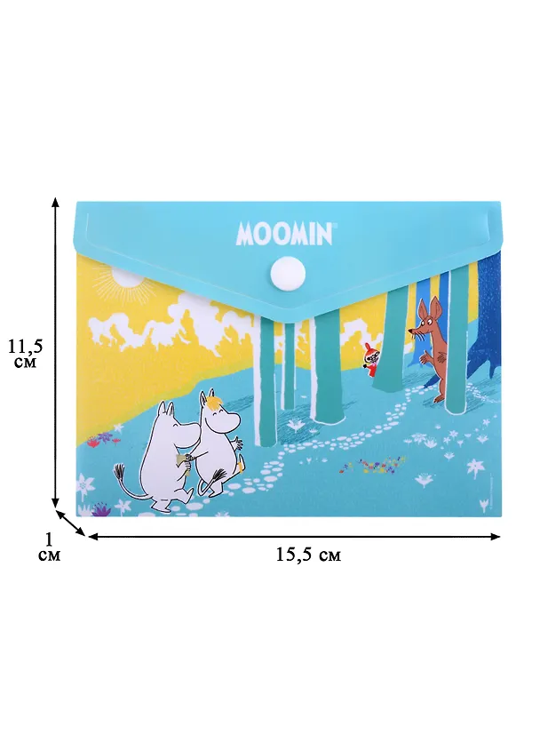 Папка -конверт «MOOMIN. Муми -тролль и Фрекен Снорк в лесу» А6 на кнопке 262975 — 2
