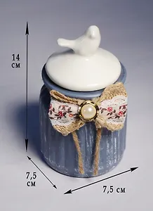 Банка декоративная Прованс Птичка с бантиком (7,5х7,5х14) (222-066)