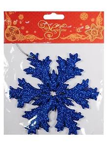 Новогоднее подвесное украшение Снежинка в синем глиттере (12х12)