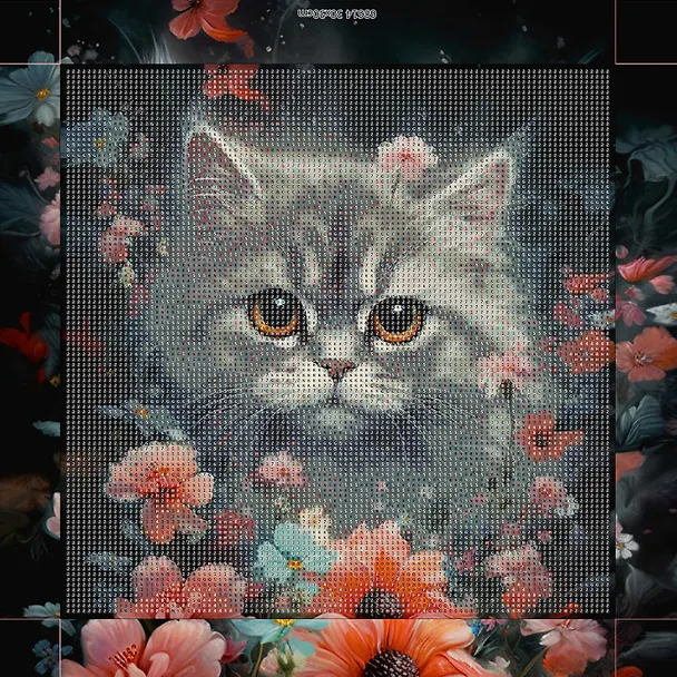 Алмазная мозаика "Котик в ночном поле" 30*30 см 3078349 — 1