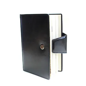 Ежедневник недат. А6+ 198л "Гранд" нат.кожа, на кнопке, черн., тонир.блок, КанцБург