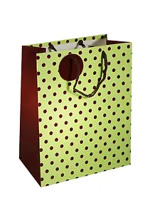 Пакет подарочный бумажный А4 26*32*12 "Горошек", зеленый, мат. ламинат, Хансибэг