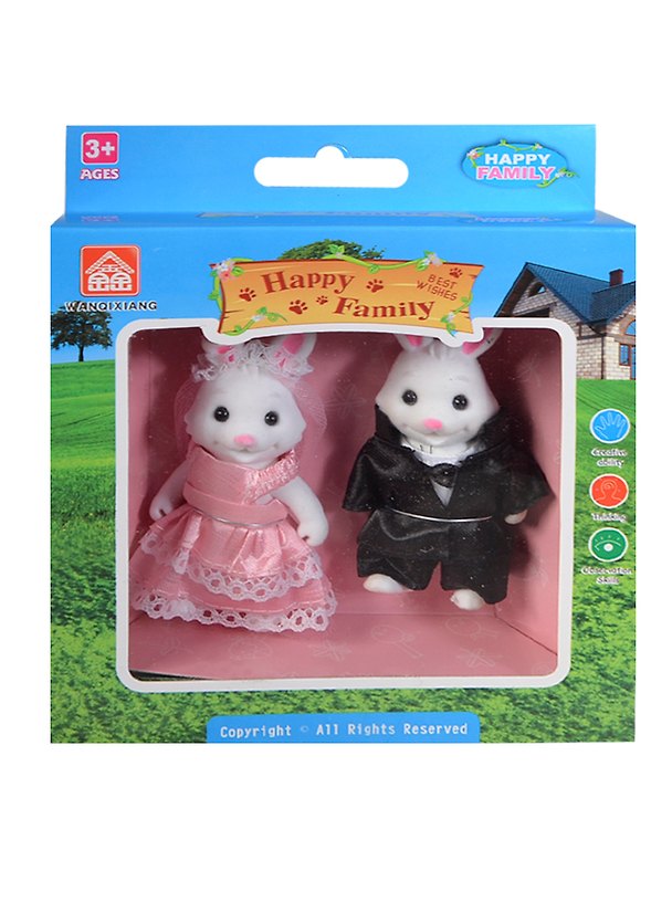 Игровой набор Фигурки животных Семья зайчиков (012-05C) (2шт) (Happy Family) (3+) (коробка) 2422369 — 1