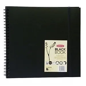 Блокнот для эскизов, 30,5х30,5 см, 40 листов, черная бумага, на спирали, 200 гр