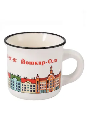 Кружка фарфор маленькая матовая Домики (Белый) (Йошкар-Ола) (75 мл) (065-9-M-118H-W) 3148660