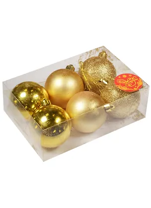 Набор шаров (6шт) (6см) Золотой блеск пластик 2541141