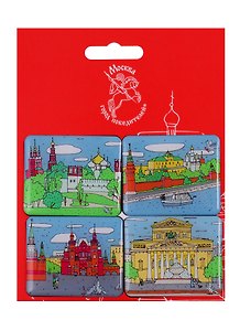 Набор магнитов 4шт. Москва (Пастель) (Город Победителей) (НЗМКвадро-06)