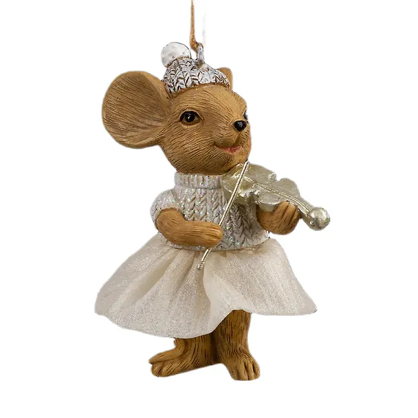 Новогоднее подвесное украшение ErichKrause Decor Мышка со скрипкой (пластик) (8см) (66203) 3177033 — 1