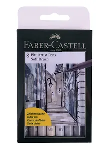 Ручки капиллярные"Pitt Artist Pen Soft Brush" 8цв., 8шт., пласт.уп., европодвес, Faber-Castell