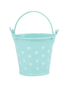 Декоративное изделие из жести ведро в горошек h= 5.5 см (YK6B) мятный