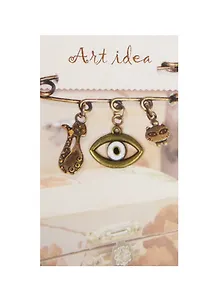 Кулон бронзового цвета Глаз с эмалью белый (QA-6820) (1,6см)