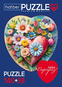 Пазл 140+38 Premium А4ф   Два сердца Цветы для души 2 картинки в 1 коробке  в Смарт-упаковке