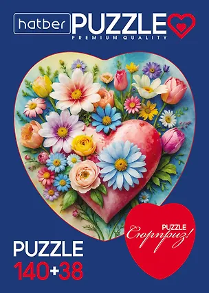Пазл 140+38 Premium А4ф   Два сердца Цветы для души 2 картинки в 1 коробке  в Смарт-упаковке 3142919