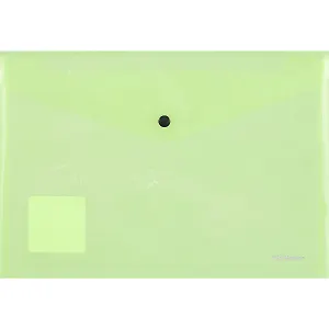 Папка-конверт А4 на кнопке "Glossy Neon" полупрозр.пластик, зеленый, Erich Krause