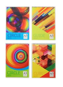 Блокнот А5 60л кл. "Графика" карт.обл., гребень, блестки, ассорти, БиДжи