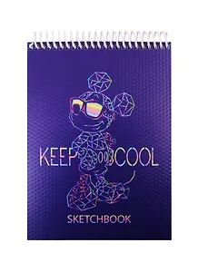 Скетчбук А5 60л "Микки Маус" белый офсет, 100г/м2, пластик.обложка, спираль